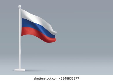 Russia flag. National realistic flag of Russian Federation. Stock Vector