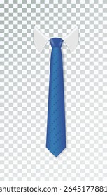 3d Realistic Neck tie with white collar. Tie neck vector with different stripe pattern. Vector