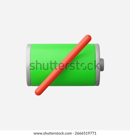 3d Realistic No Battery icon vector Illustration