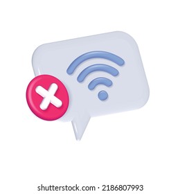 3d realistic NO wireless connection sharing network design isolated on background .Trendy and modern vector render cartoon style.