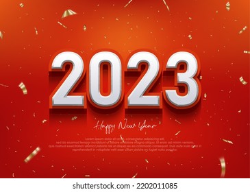 3d número realista 2023 con color rojo suave.