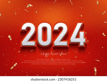 3d realistic number 2024 with soft red color.