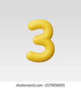 3d Realistic Number 3 vector Illustration