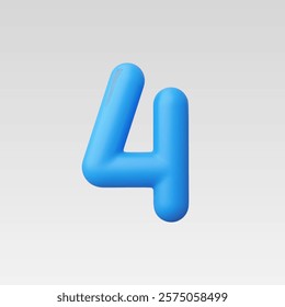 3d Realistic Number 4 vector Illustration