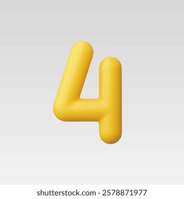 3d Realistic Number 4 vector Illustration