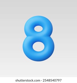 3d Realistic Number 8 vector illustration