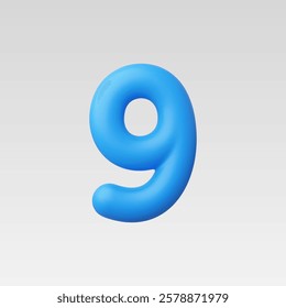 3d Realistic Number 9 vector Illustration