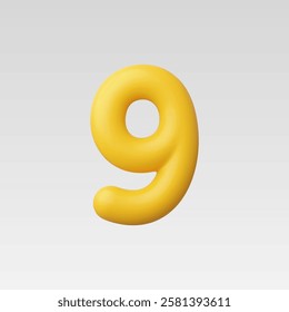 3d Realistic Number 9 vector Illustration