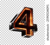 3d realistic number four neon led sign vector illustration. render vector object.