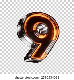 3d realistic number nine neon led sign vector illustration. render vector object.