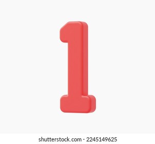 3d Realistic Number One Icon vector illustration