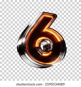 3d realistic number six neon led sign vector illustration. render vector object.