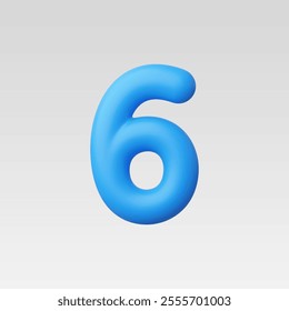 3d Realistic Number Six vector illustration