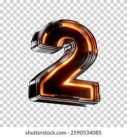 3d realistic number two neon led sign vector illustration. render vector object.