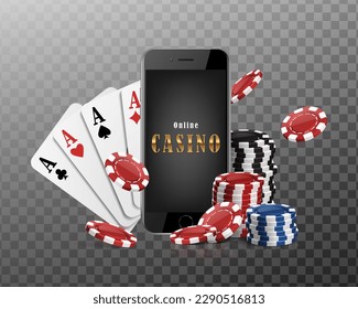 3d realistic online casino app or mobile banner with chips and axes.