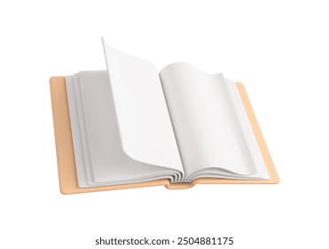 3d realistic open book isolated on white background. 3D book icon. Vector illustration in cartoon style
