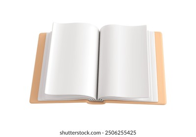 3d realistic open book isolated on white background. 3D book icon. Vector illustration in cartoon style