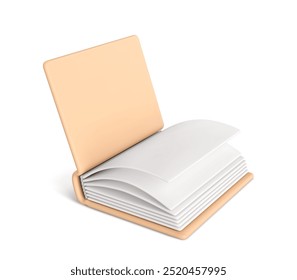 Libro abierto realista 3D aislado sobre fondo blanco. Icono de libro 3D. Ilustración vectorial