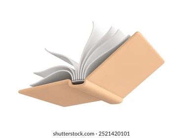 3D realistic open book isolated on white background. 3d book icon. Vector illustration
