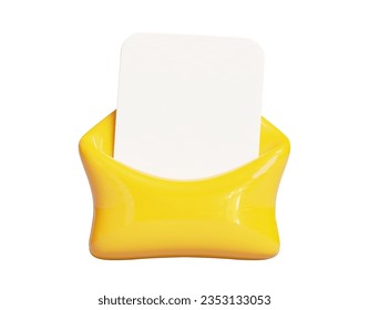 3d realistic open envelope with letter icon yellow color. Cartoon style. Stock vector illustration.