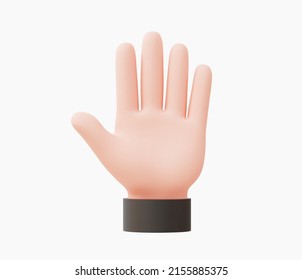 3d Realistic Open palm hand like stop vector illustration.