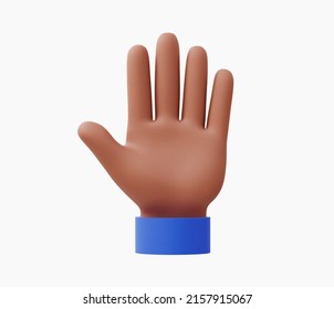 3d Realistic Open Palm Hand Like Stop Vector Illustration.