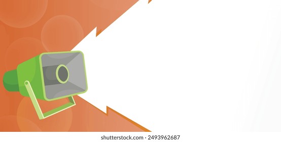 3d realistic orange megaphone shouting vector Illustration on green background, concept of join us, job vacancy and announcement in modern cartoon style design,  Social media announcing and marketing.