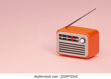 Icono de receptor de radio retro vintage 3d realistas y antiguos. Día Mundial de la Radio. Ilustración vectorial de estilo de caricatura banner aislado con espacio de copia