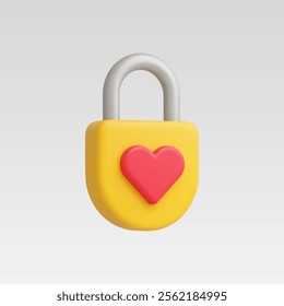 3d Realistic Padlock icons of love Icon vector illustration