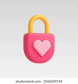 3d Realistic Padlock icons of love Icon vector illustration