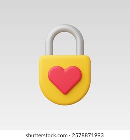 3d Realistic Padlock icons of love Icon vector illustration