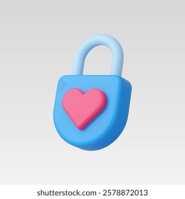 3d Realistic Padlock icons of love Icon vector illustration