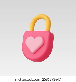 3d Realistic Padlock icons of love Icon vector illustration