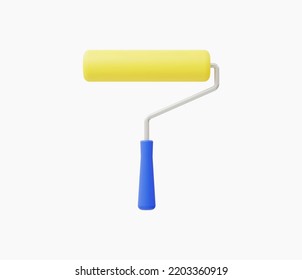 3d Realistic Paint roller vector illustration.