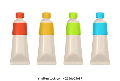 3d realistic paint tube in cartoon style. Vector illustration.