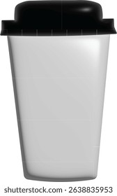 3D Realistic Paper Coffee Cup Mockup with Lid – Isolated Vector Illustration