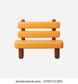 3d Realistic Park bench icon vector illustration