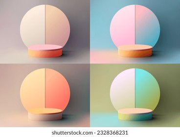 3D realistic pastel colors podium stand decoration. This modern-style minimal concept mockup showcases your product in an eye-catching way, drawing attention to its attractive design.
