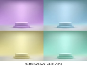 3D realistic pastel podium steps mockup is perfect for showcasing your products in a modern and minimalist way. The mockup is vector-based and can be easily customized to fit your needs.