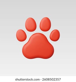 3d Realistic Paw print Icon Vector Illustration
