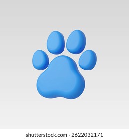3d Realistic Paw print Icon Vector Illustration