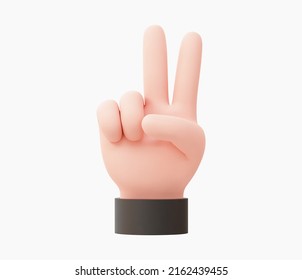 3d Realistic Peace sign hand vector illustration.