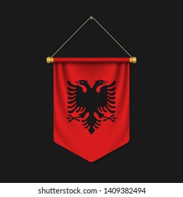 3d realistic pennant with flag of Albania