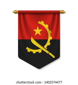 3d realistic pennant with flag of Angola. Vector illustration