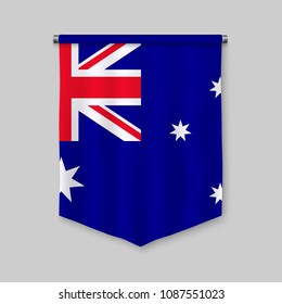 3d realistic pennant with flag of Australia