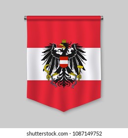 3d realistic pennant with flag of Austria