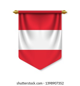 3d realistic pennant with flag of Austria. Vector illustration