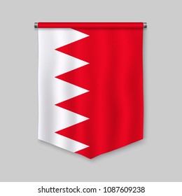 3d realistic pennant with flag of Bahrain