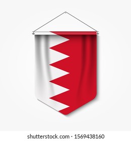 3D realistic pennant with flag of Bahrain Premium Vector