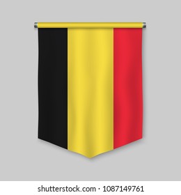 3d realistic pennant with flag of Belgium